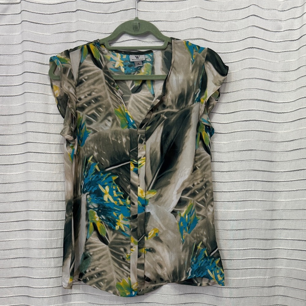 Worthington Multicolor Leaf Print Blouse